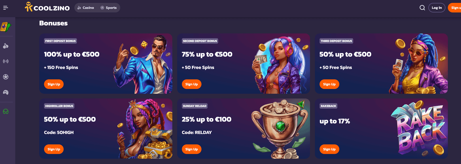 Coolzino bonuses