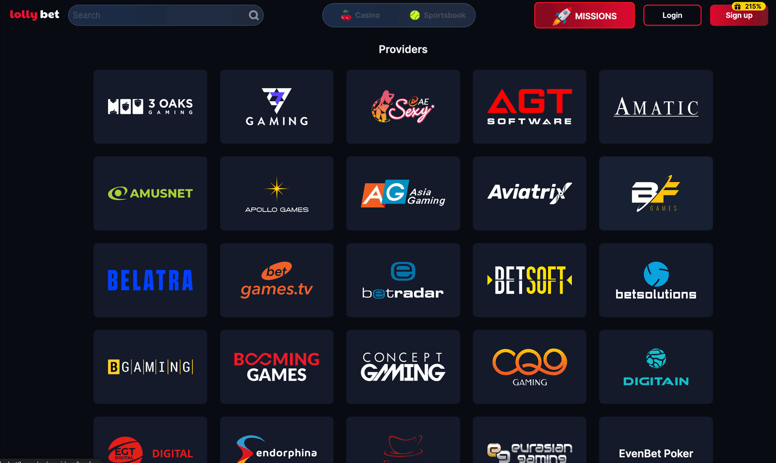LollyBet providers