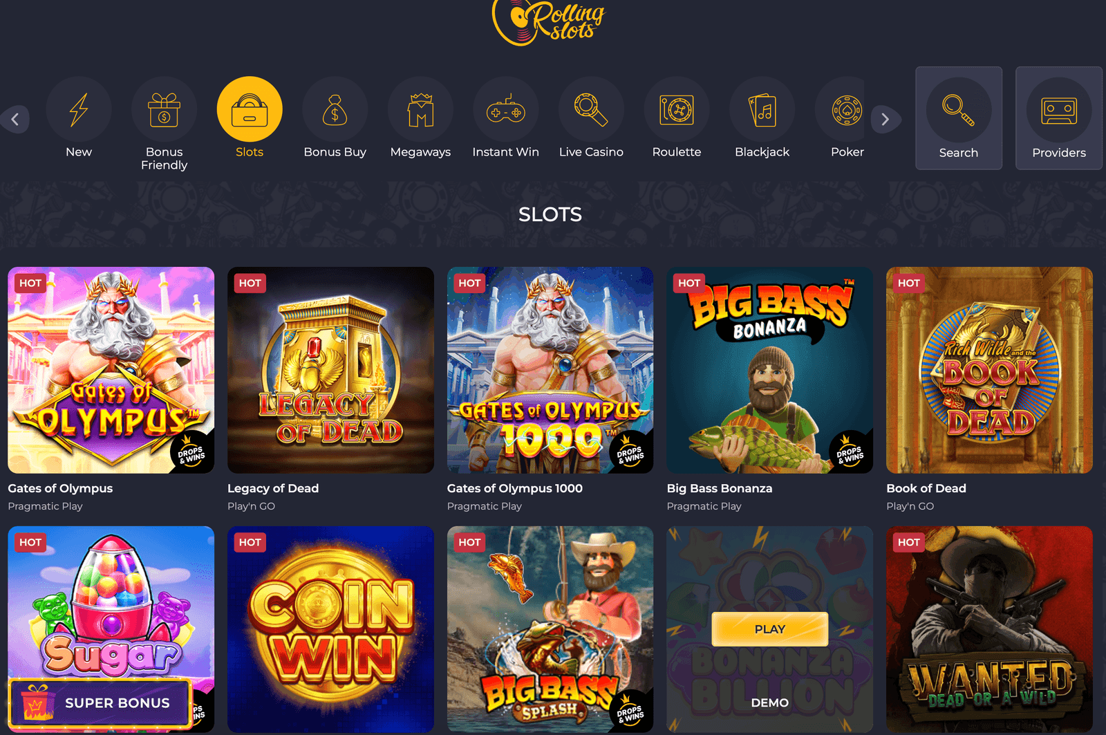 Rolling Slots slot library