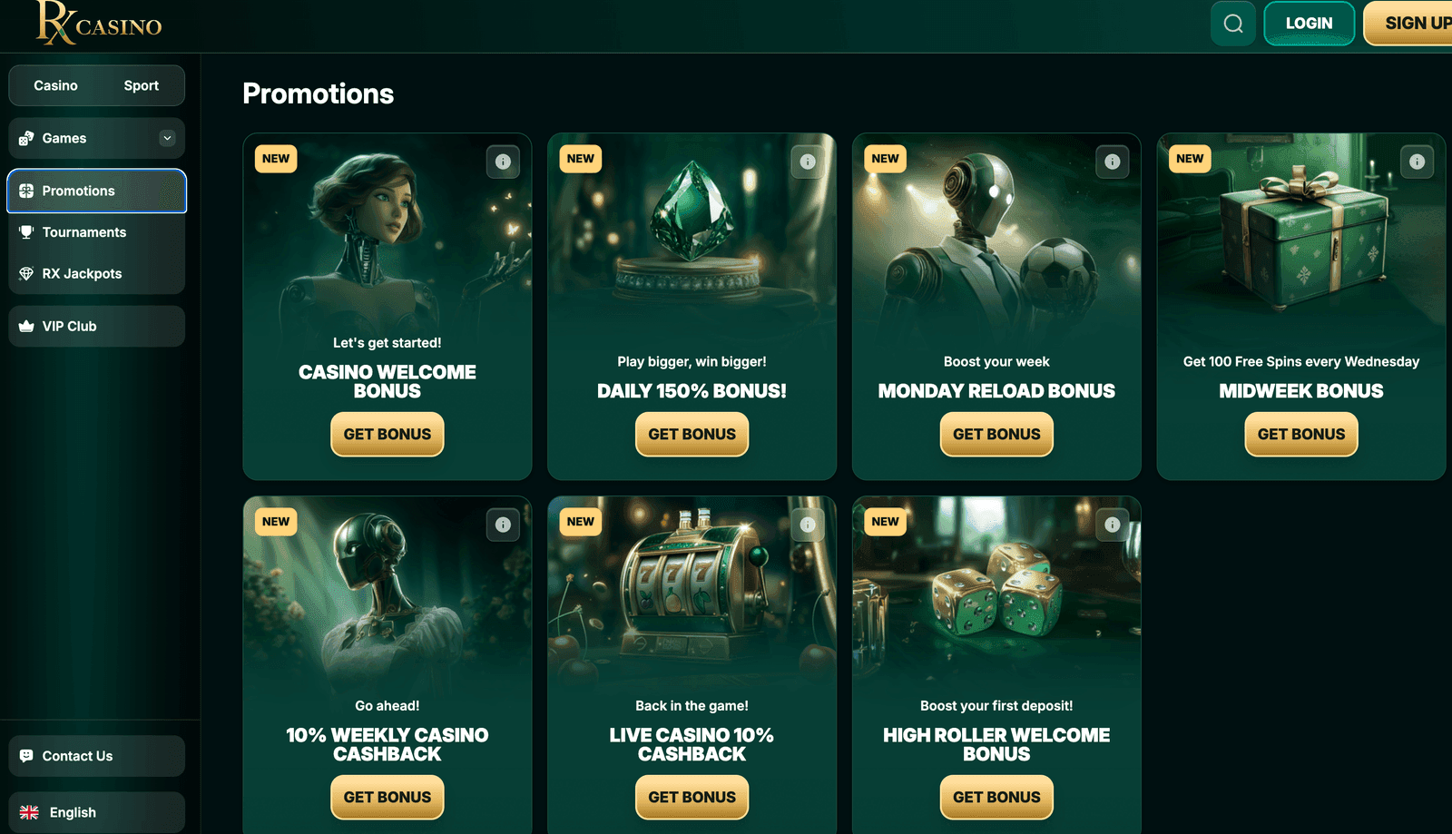 RX Casino bonuses