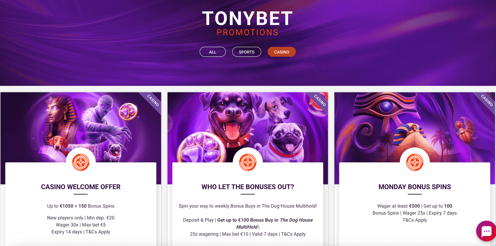TonyBet bonuses
