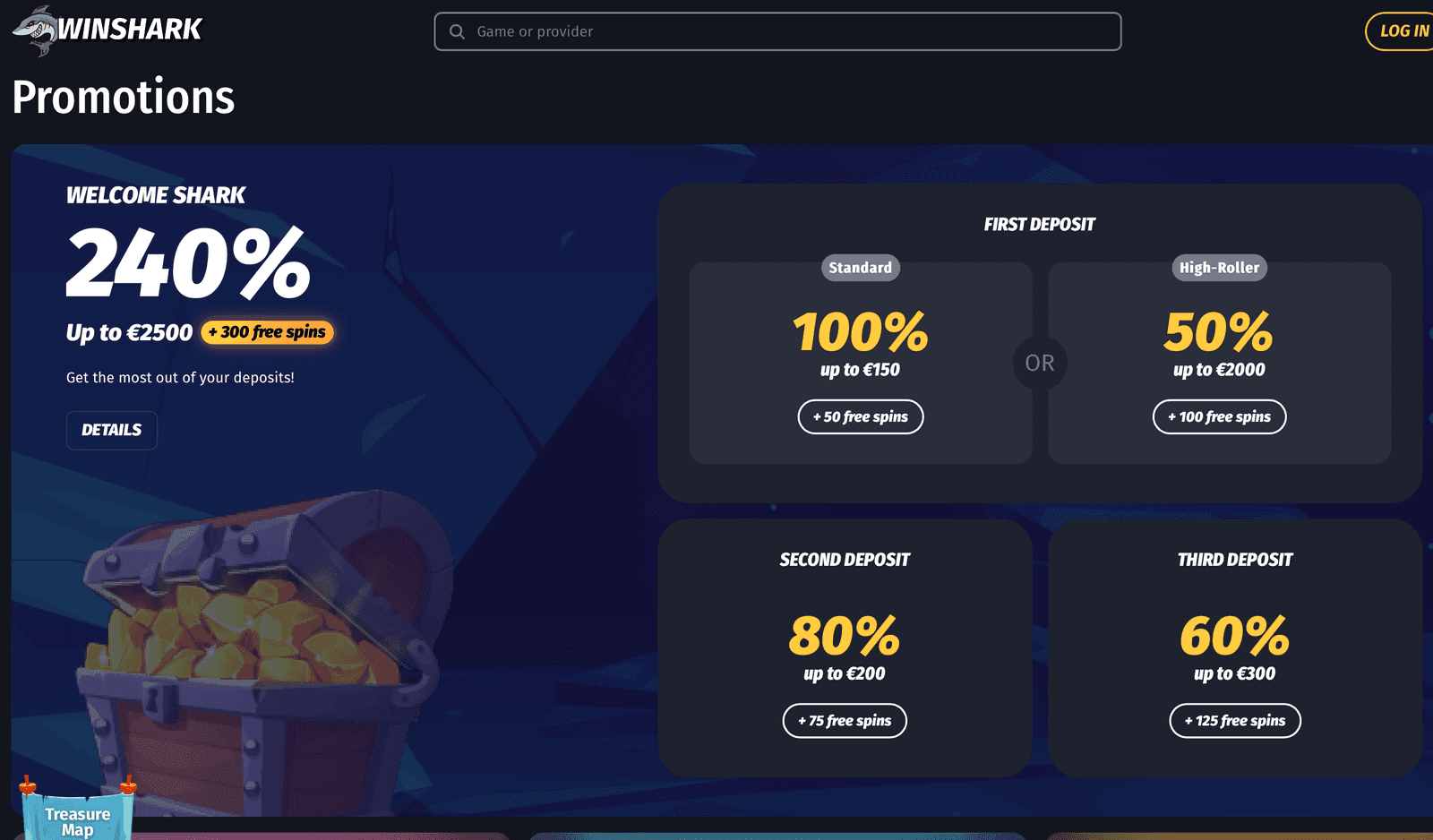 Winshark bonus screen