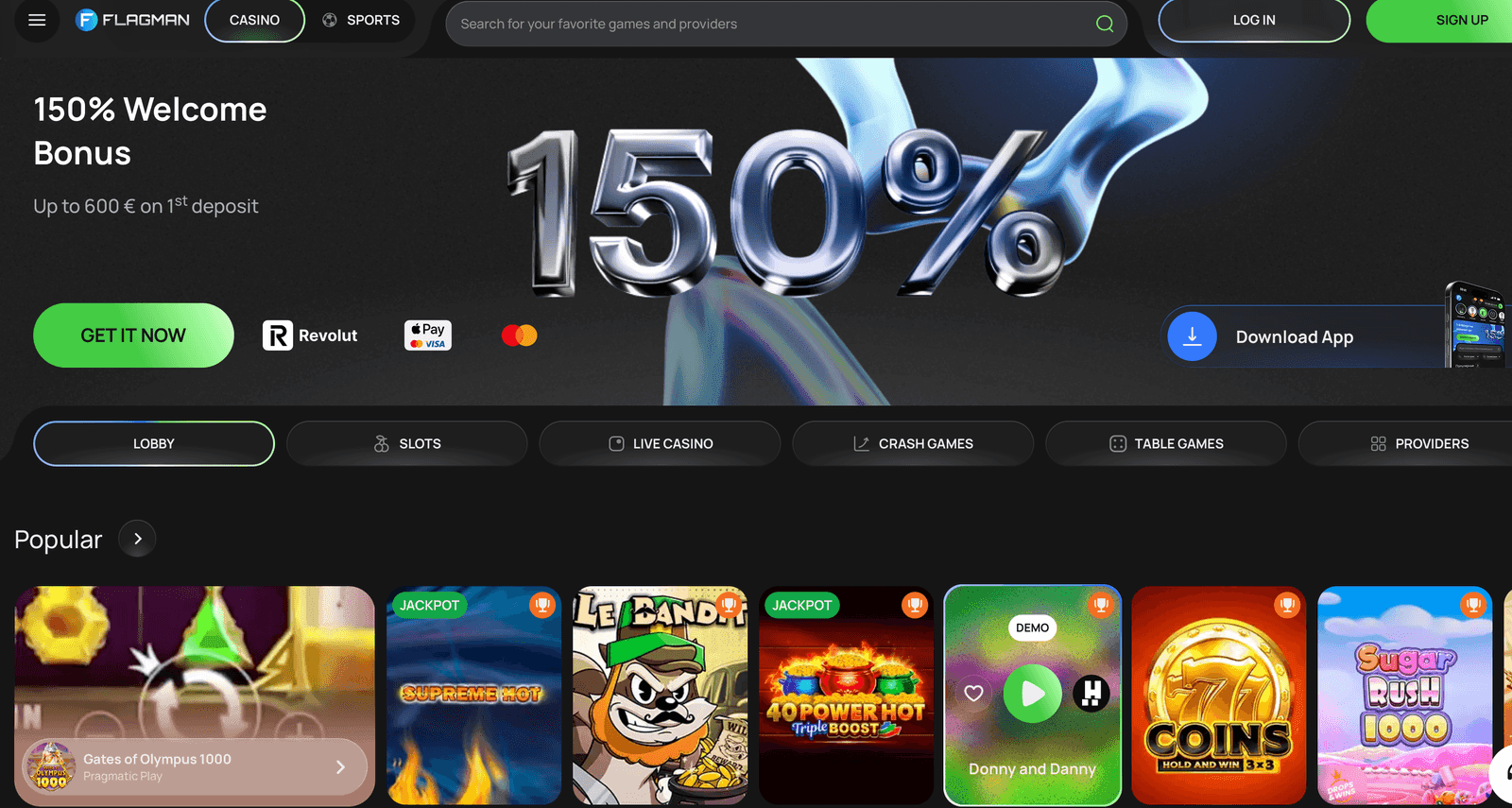 Flagman Casino home page