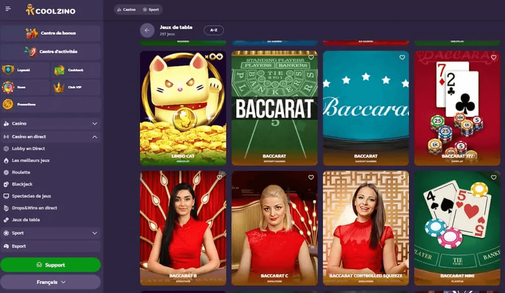 coolzino baccarat play online