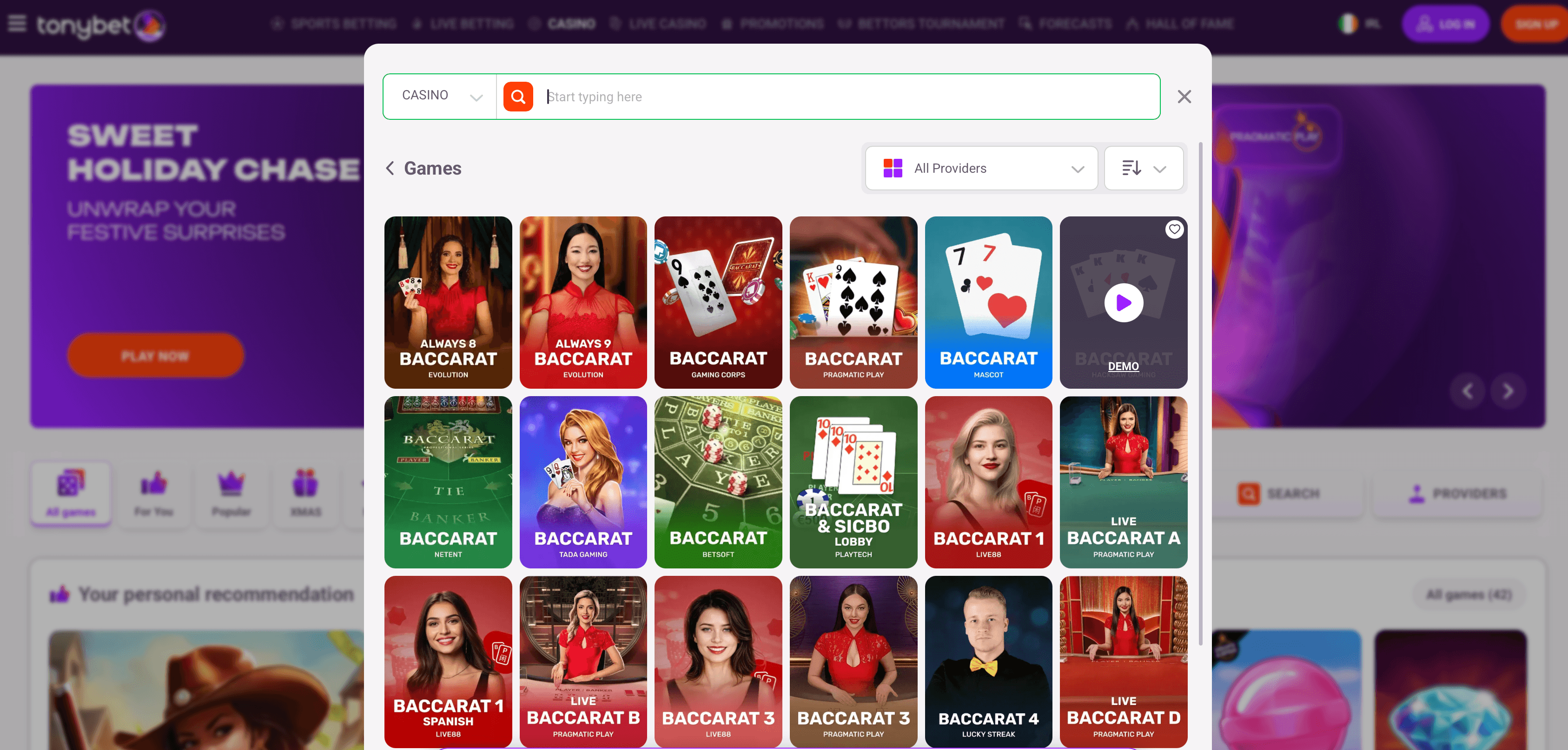 baccarat tonybet play online